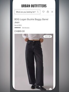 BDG Logan Buckle Baggy Barrel Jean